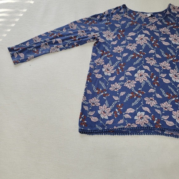 J Jill Top Tunic Women’s Floral Patchwork Print Tank Pink Blue Size L Cottage - Picture 5 of 16